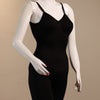 Side view of firm control backless body shaper in black color