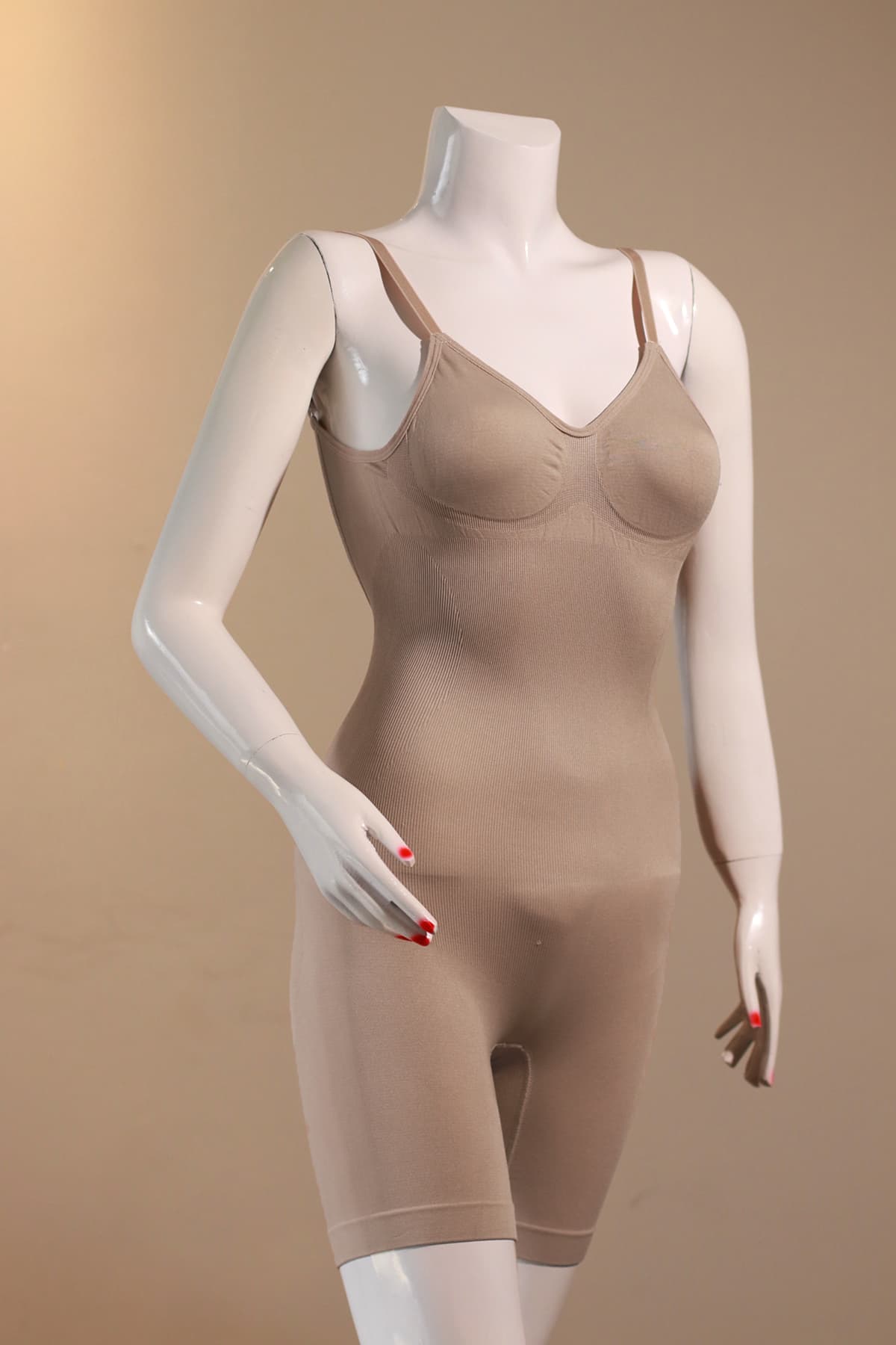 Side angle of seamless backless bottom corset body shaper in nude