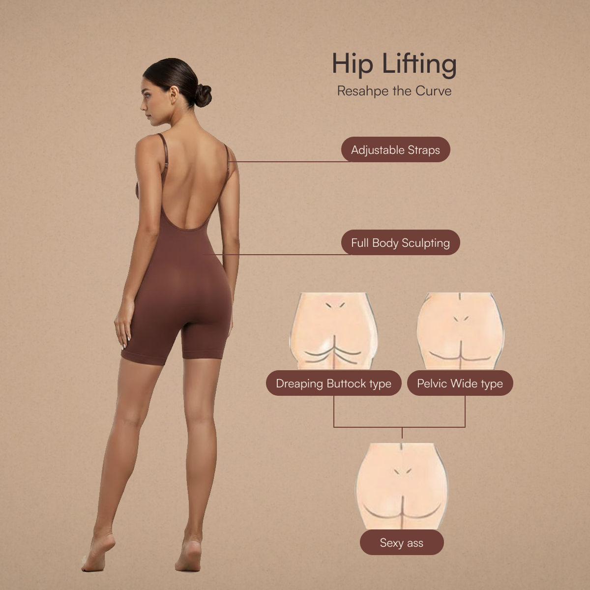 Women's XL One-Piece Backless Shapewear