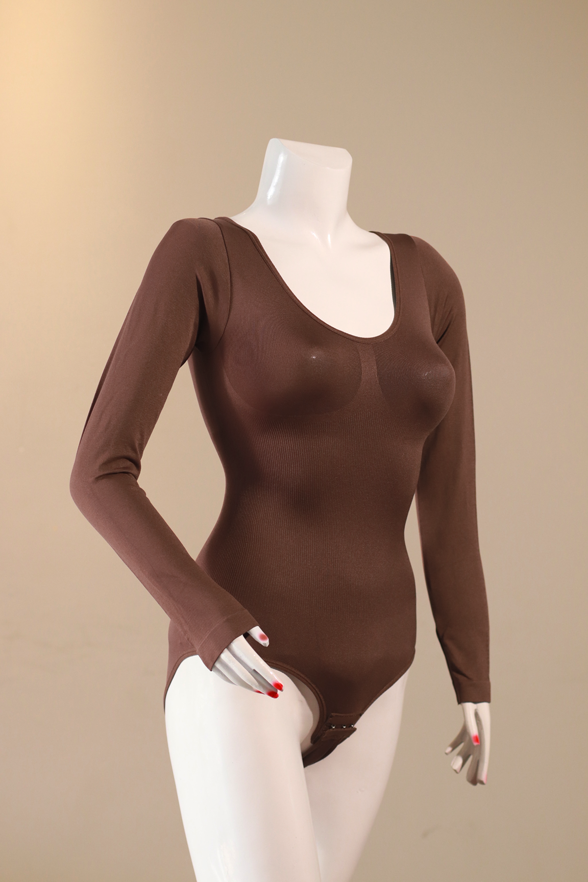 The Essential Long-Sleeve Body Shaper _ Brown