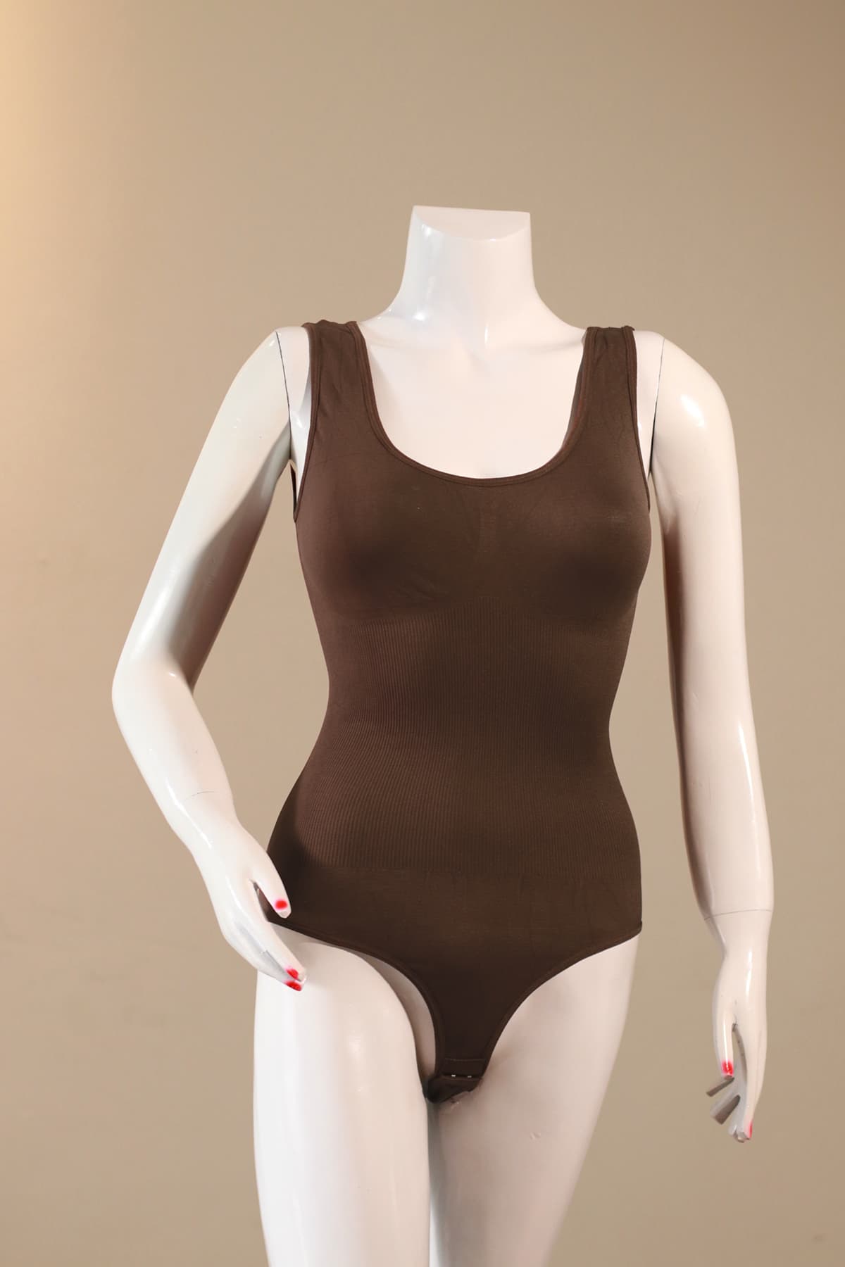Brown one piece shaper front view